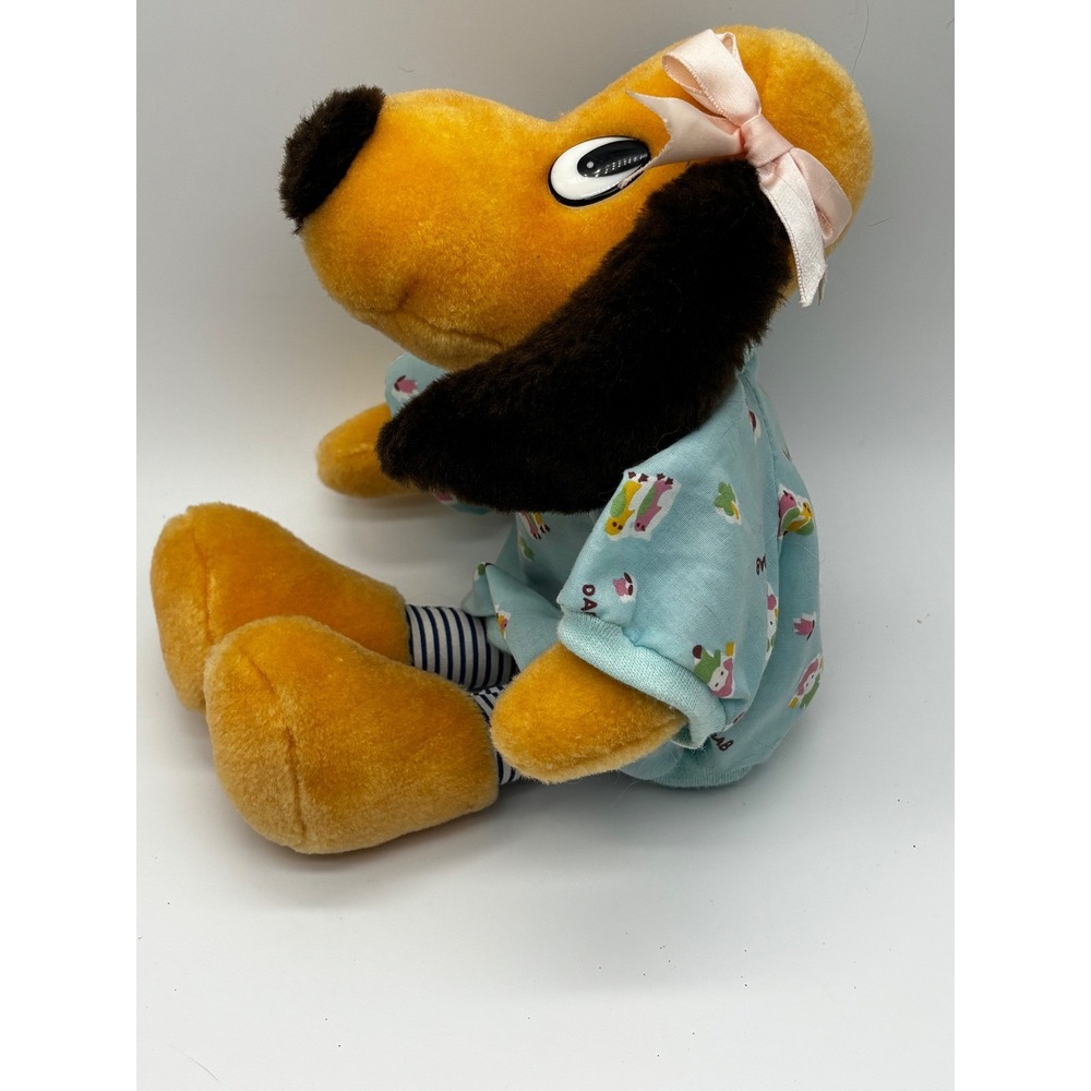 HugFun Dog Plush Toy Unisex Small Yellow Blue Pajama Vintage Striped Leggings - Picture 2 of 4